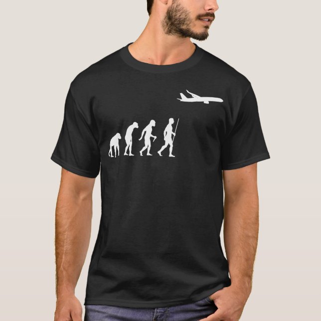 T-shirt L'Évolution De L'Homme Dans L'Avion (Devant)