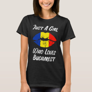 T-shirt Lèvres Bouche Aimer Roumain Drapeau Bukarest