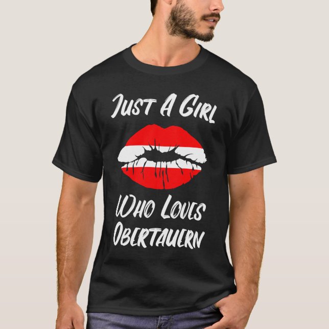 T-shirt Lèvres Bouche Amour Autriche Drapeau Obertauern (Devant)