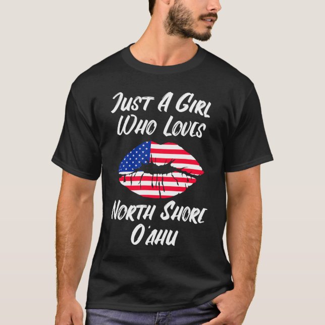 T-shirt Lèvres Bouche Amour Drapeau Américain Côte Nord Oa (Devant)