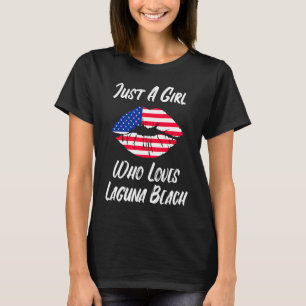 T-shirt Lèvres Bouche Amour Drapeau Américain Laguna Beach