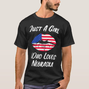 T-shirt Lèvres Bouche Amour Drapeau Américain Nebraska
