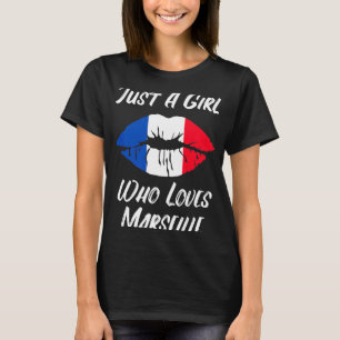 T-shirt Lèvres Bouche Amour Drapeau Français Marseille