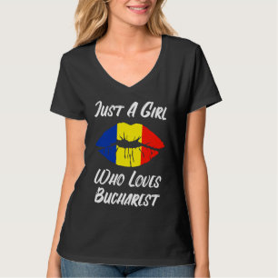 T-shirt Lèvres Bouche Amour Drapeau Roumain Bucarest