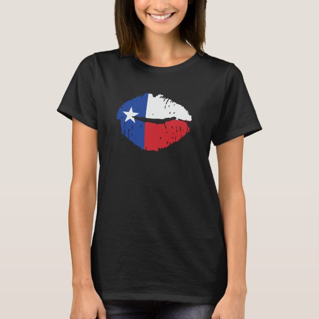 T-shirt Lèvres de drapeau du Texas (Devant)