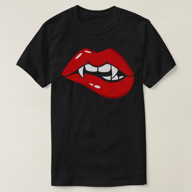 T-shirt Lèvres de vampire avec Fang (Design devant)