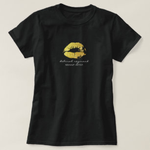 T-shirt lèvres en or pour un maquilleur beauté sombre