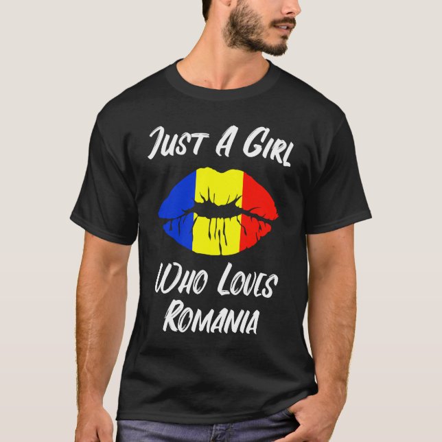 T-shirt Lèvres et Bouche Amour Drapeau roumain Roumanie (Devant)