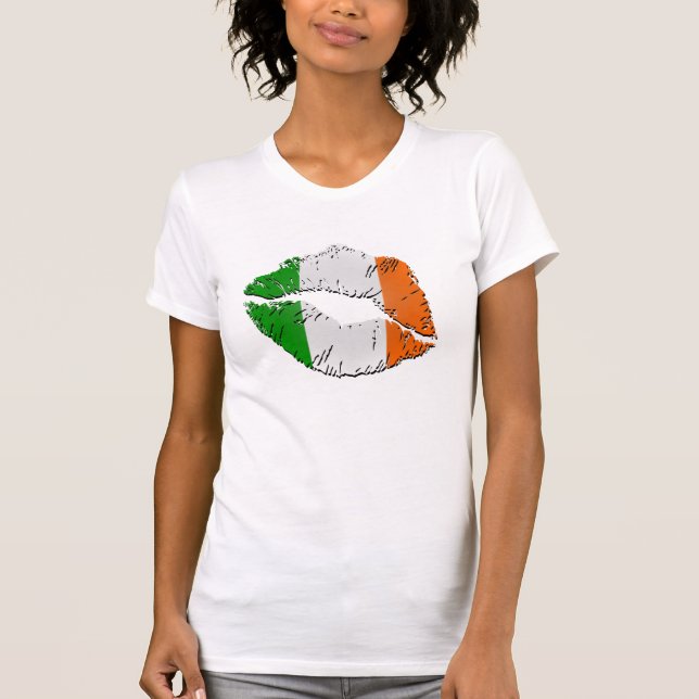 T-shirt Lèvres irlandaises de drapeau (Devant)