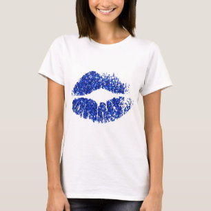 T-shirt Lèvres Pailletées Bleues