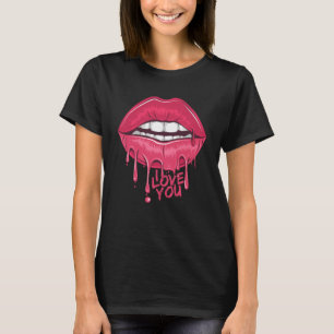 T-shirt Lèvres que j'aime vous Embrasser sang rose