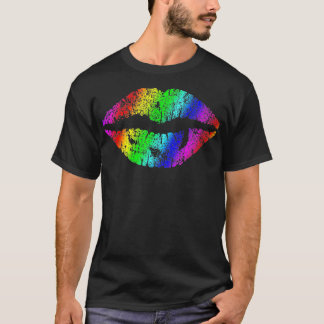 T-shirt Lèvres Retro Détruites Pour Femmes Hommes Style Dé