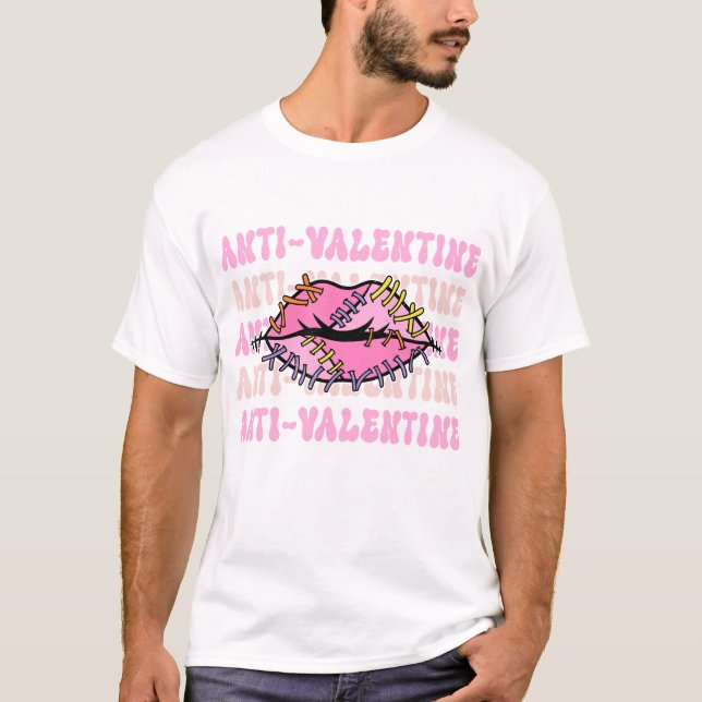 T-shirt Lèvres roses anti-Valentine (Devant)