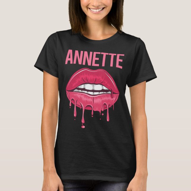 T-shirt Lèvres roses - Nom Annette (Devant)