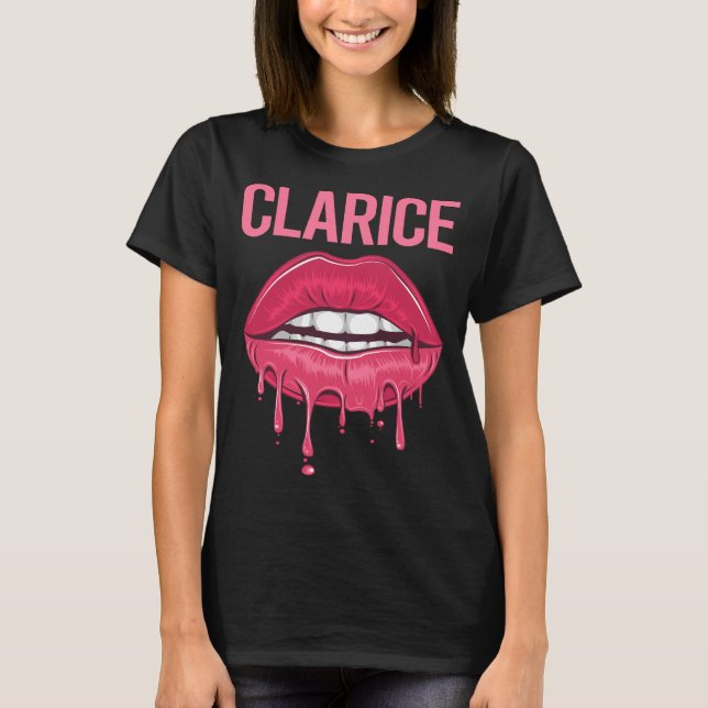 T-shirt Lèvres roses - Nom Clarice (Devant)