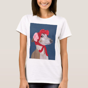T-shirt Lévrier avec le casquette laineux rouge