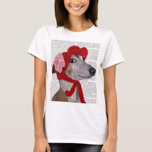 T-shirt Lévrier avec le casquette laineux rouge 2