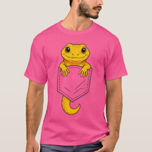 T-shirt Lézard drôle regardant dans la poche Gecko Léopard