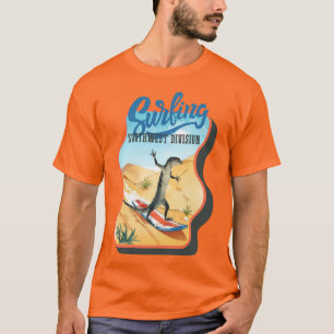 T-shirt Lézard drôle surfant l'été désertique du sud-ouest