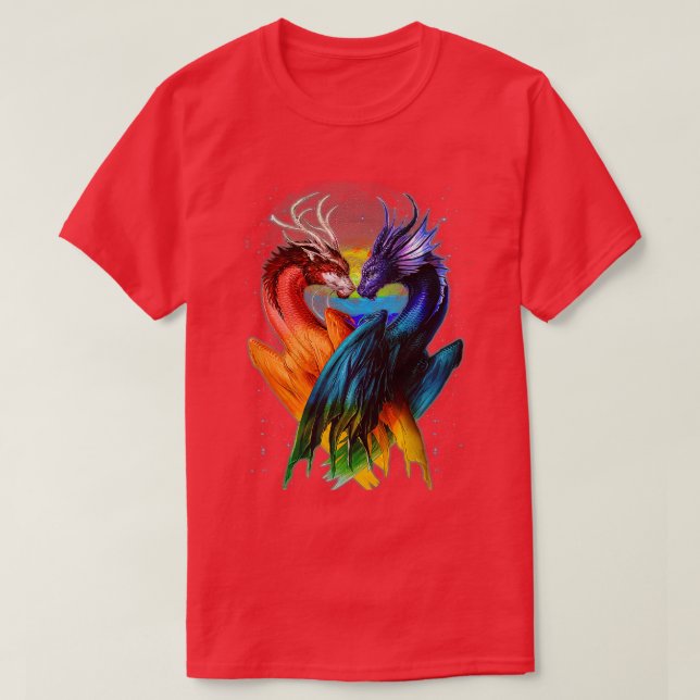 T-shirt LGB Dragon Heart Rainbow Heart Dragon Pride LGB  (Design devant)