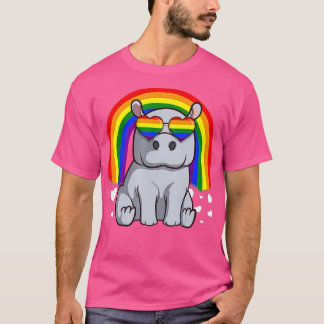 T-shirt LGB Hippopotamus Gay Pride Rainbow LGBQ Cute Hippo