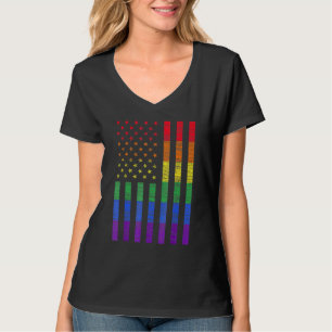 T-shirt Lgbt American Flag Pride Rainbow Gay Lesbian Bi Tr