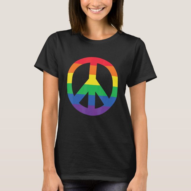 T-shirt Lgbt Gay Lesbian Pride Drapeau de la Paix Signal d (Devant)