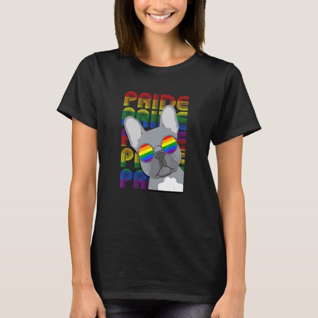 T-shirt Lgbt Gay pride Français Bulldog Arc-en-ciel Chien  (Devant)