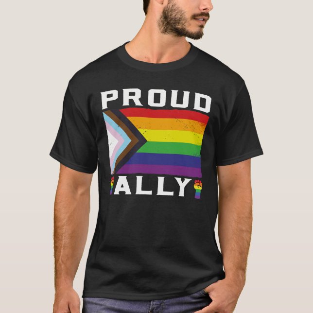 T-shirt LGBT Gay pride Mois Fier Ally (Devant)