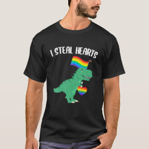 T-shirt LGBT I Steal Hearts Trex Dinosaur Gay pride Lesbia