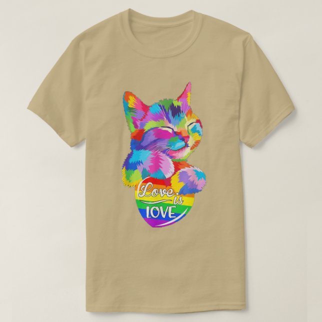 T-shirt Lgbt L'Amour Du Chat Est L'Amour  (Design devant)