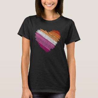 T-shirt Lgbt Le Drapeau De La Fierté Cardiaque Lesbienne A