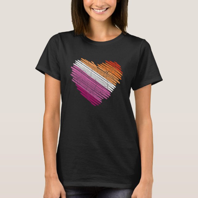 T-shirt Lgbt Le Drapeau De La Fierté Cardiaque Lesbienne A (Devant)