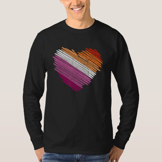 T-shirt Lgbt Le Drapeau De La Fierté Cardiaque Lesbienne A (Devant)
