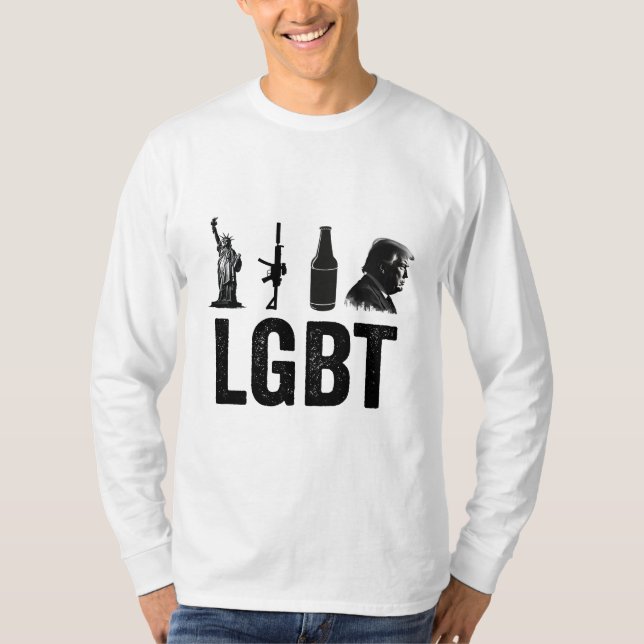 T-shirt LGBT Liberty Guns Bière Trump Jour de l'investitur (Devant)