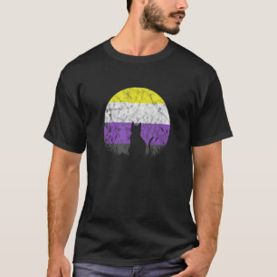 T-shirt LGBT Non Binary Flag Chat Moon Genderqueen Enby Di