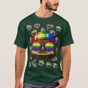 T-shirt LGBT Owl Gay pride Mois Nuit Oiseau Animal Arc-en-