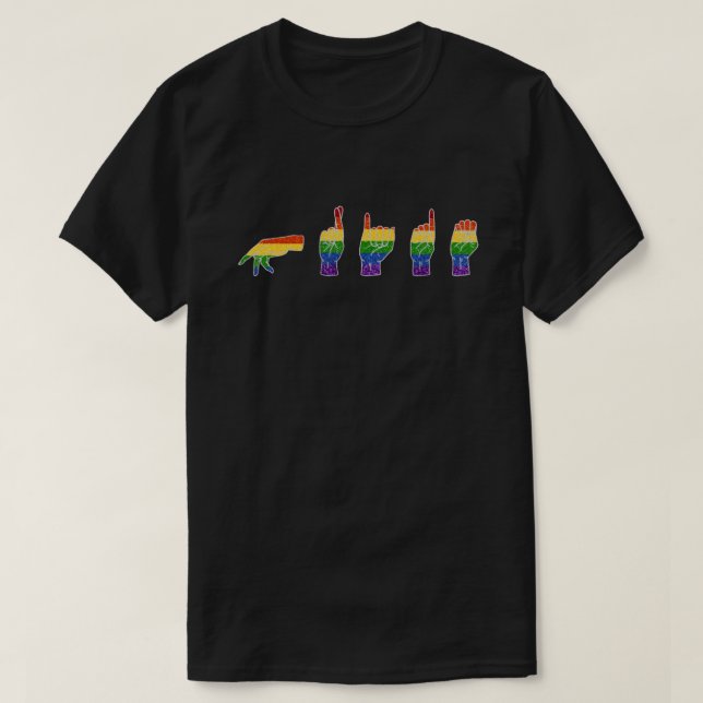 T-shirt LGBT Parties scintillant Rainbow ASL Pride  (Design devant)