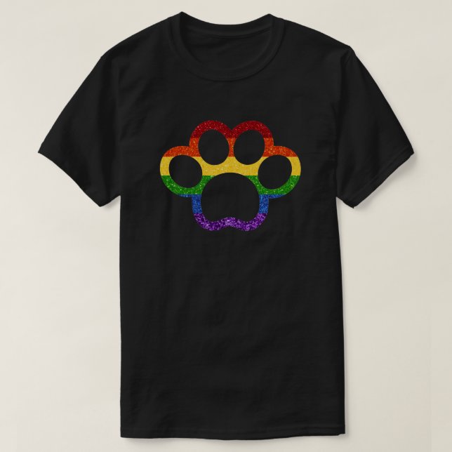 T-shirt LGBT Parties scintillant Rainbow Pride Paw (Design devant)