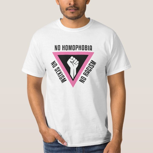 T-shirt LGBT - Poing augmenté dans la version rose de (Devant)