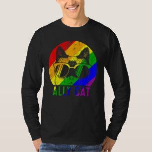 T-shirt Lgbt Pride Ally Chat Arc-en-ciel Drapeau Gay Lesbi