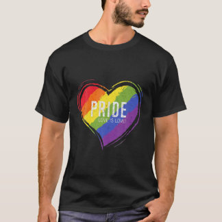 T-shirt LGBT Pride Design With Heart Rainbow Flag Men Wome