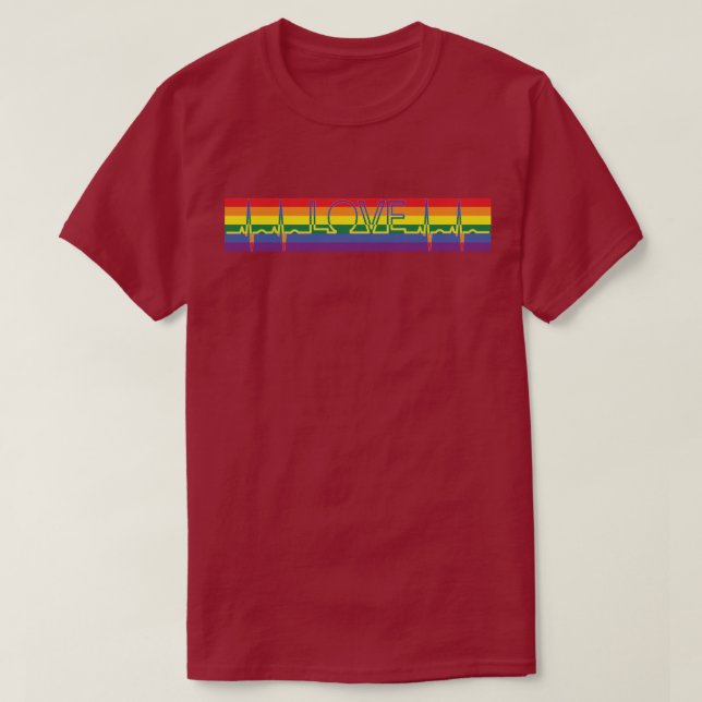T-shirt LGBT Pride Drapeau LOVE EKG (Design devant)