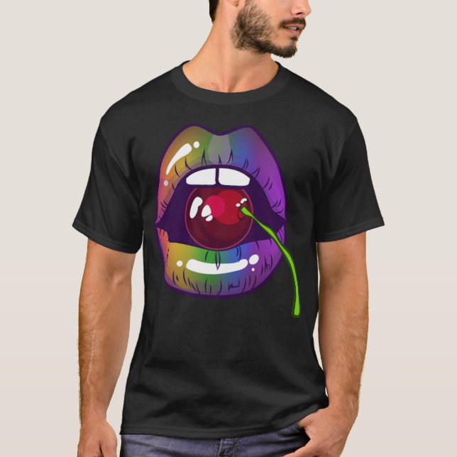 T-shirt LGBT Pride Égalité Rainbow Cherry Kiss (1) -stand (Devant)