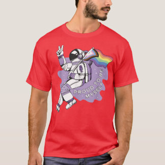 T-shirt LGBT Pride Fière d'être moi-même astronaute de lun