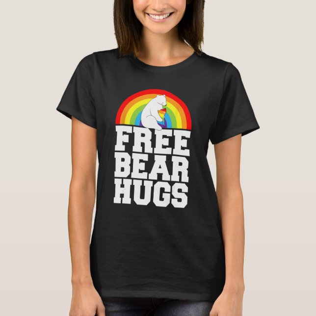 T-shirt LGBT Pride Free Bear Hugs Rainbow Support Human Ri (Devant)