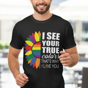T-shirt LGBT Pride Gay Lesbienne moderne Rainbow Sunflower