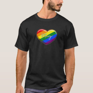 T-shirt LGBT Pride Heart - Prénom "Macy" Rainbow Heart