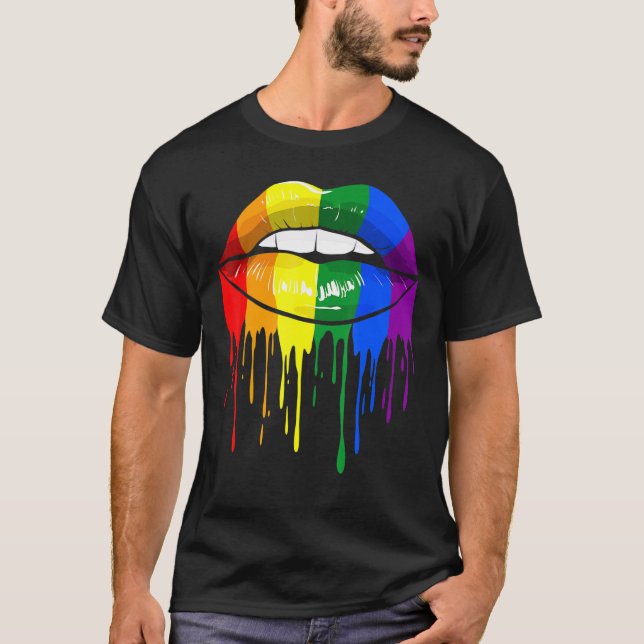 T-shirt Lgbt Pride Mois Gay Lesbian Pride Lips Drapeau (Devant)