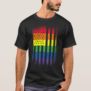 T-shirt Lgbt Pride Mois Support Avec Rainbow Us American A